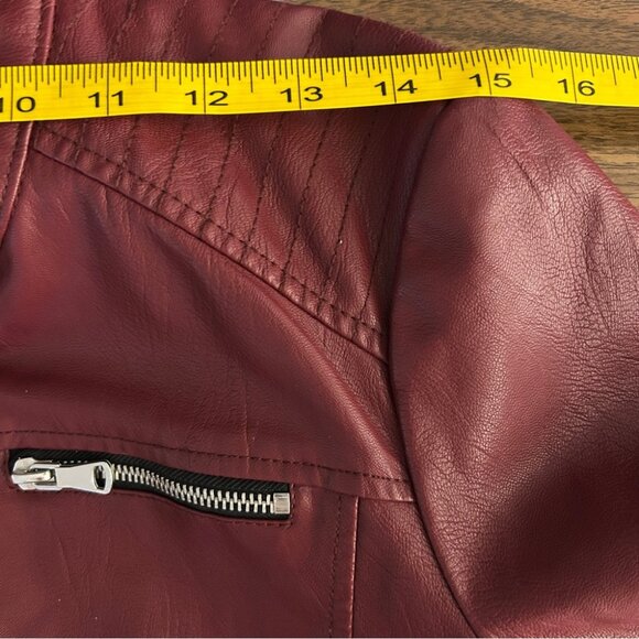 ❤️ Vero Moda Deep Red Faux Leather Jacket Size S - Picture 6 of 9